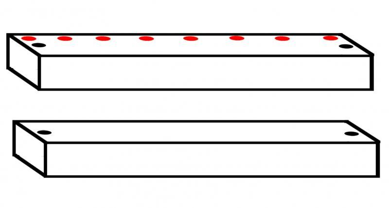 brush holder: red holes are for sticks/ limbs black holes are for bolt and wingnut!