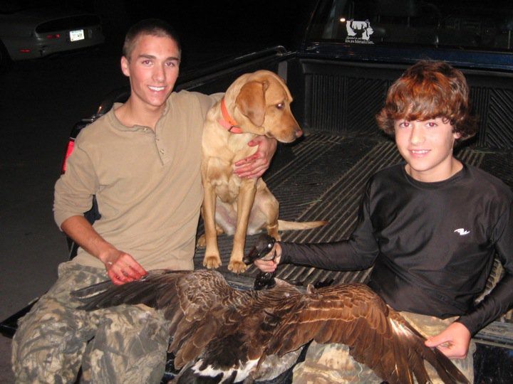 My brother, Macy and I with our goose