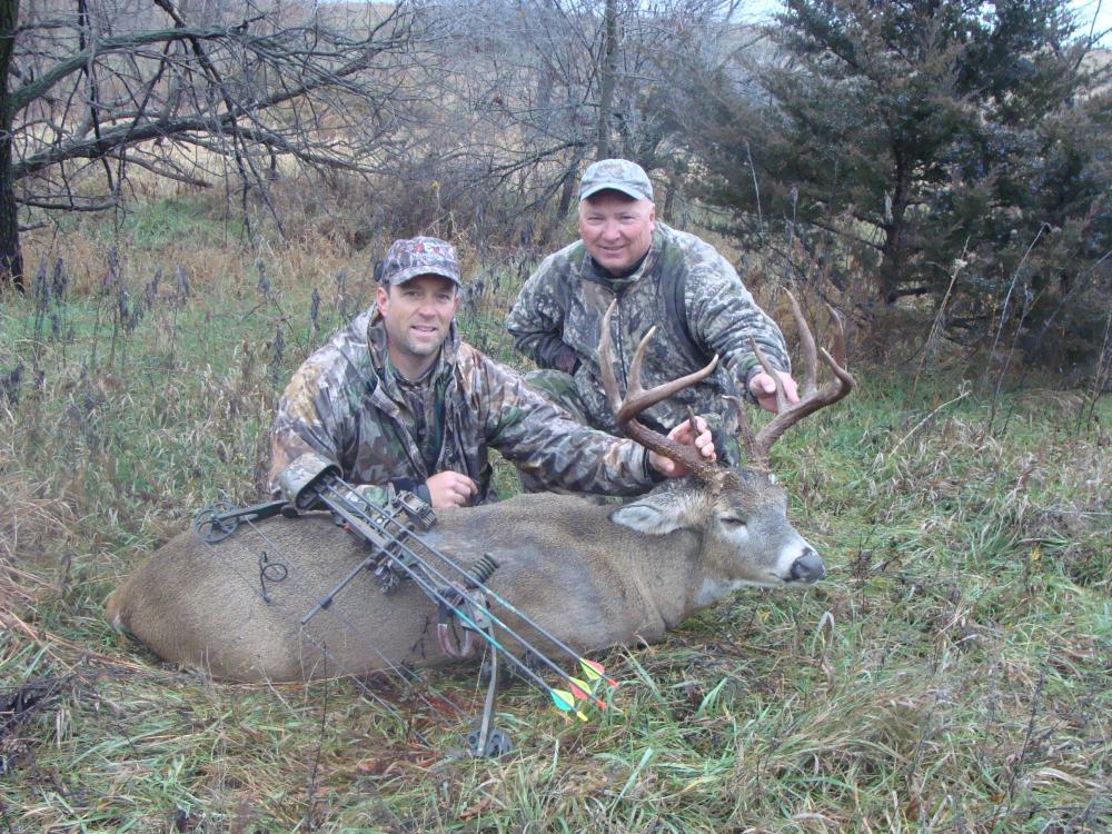 My friend Jim and I with bow kill of his on my place.